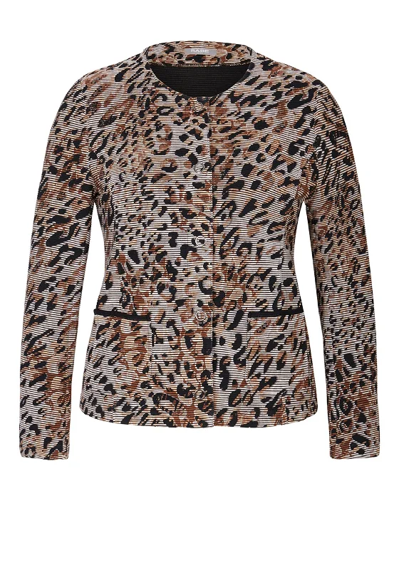 Jackets Custom-Rabe Animal Print Short Light Jacket, Beige