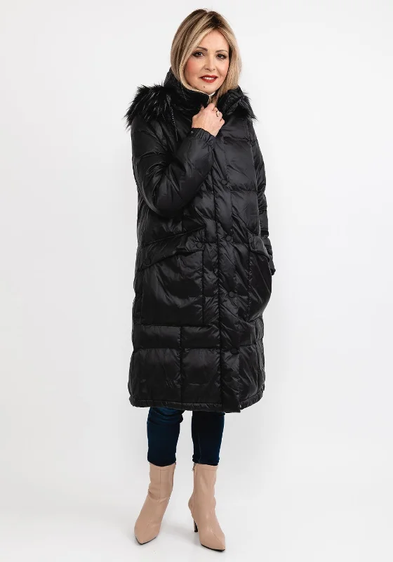 Jackets Sustainable-Frandsen Faux Fur Hood Puffer Coat, Black