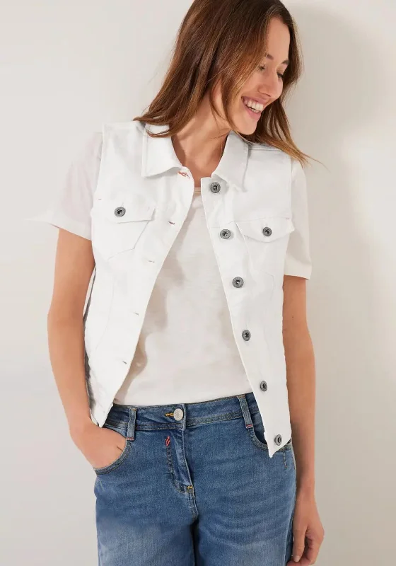 Jackets Short-Cecil Sleeveless Denim Jacket, Off White