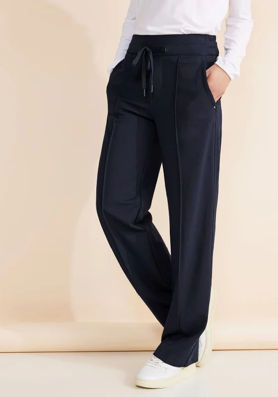 Anime Pants-Street One Casual Fit Straight Leg Trousers, Navy