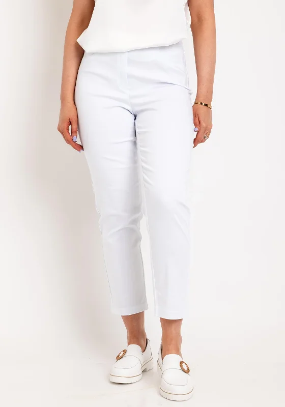 Dry Clean Only Pants-Robell Bella 09 Slim Cropped Trousers, White