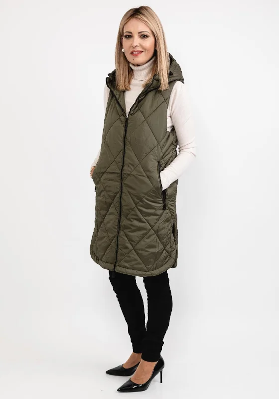 Jackets Striped-Seventy1 Zipped Long Quilted Gilet, Green