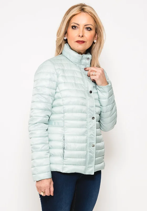 Jackets Loose Fit-Leon Collection Ribbon Trim Quilted Jacket, Mint Green