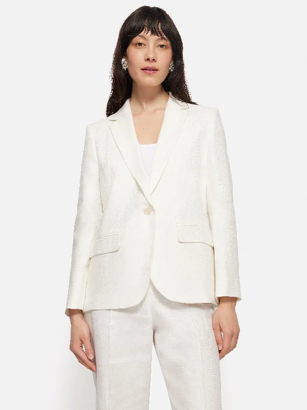 Jackets Unique-Irish Linen Herringbone Brook Jacket | White