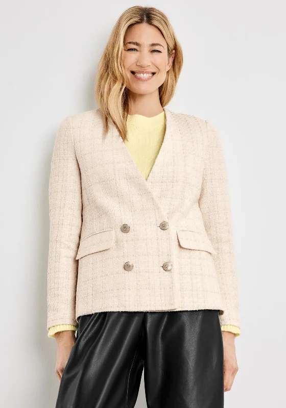 Jackets Workwear-Gerry Weber Double Breasted Textured Blazer, Cream