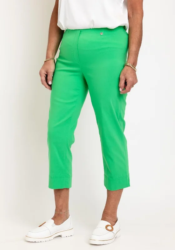 Wrinkle Free Pants-Robell Maire 07 Slim Fit Cropped Trousers, Bright Green