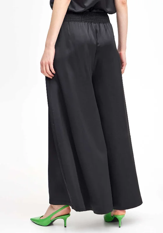 Waterproof Pants-B.Young Esto Satin Culotte Trousers, Black