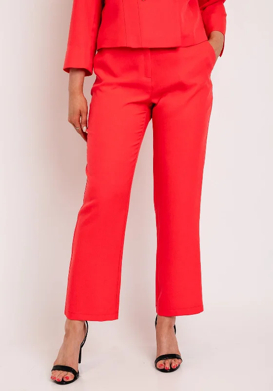 Rodeo Pants-Camelot High Rise Straight Leg Trousers, Coral