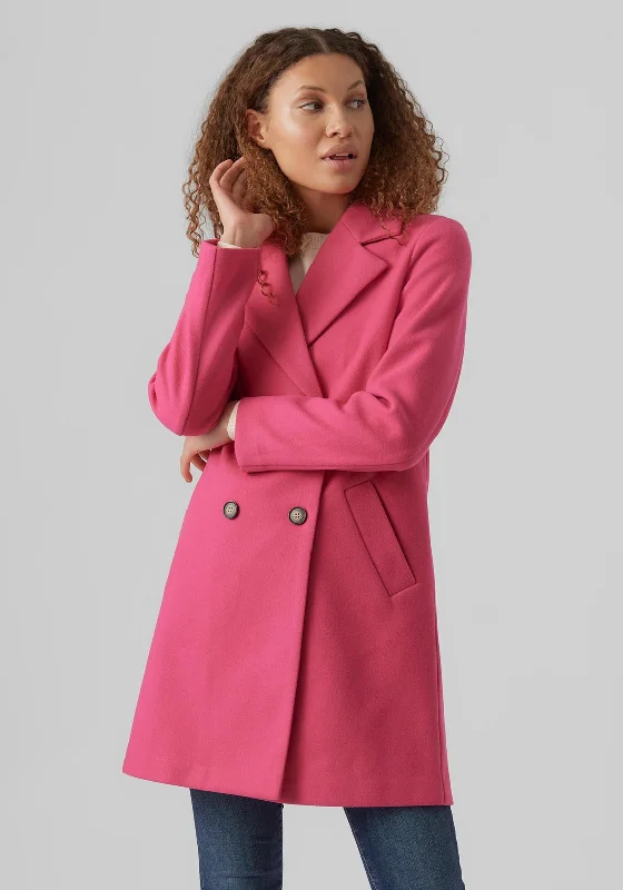 Jackets Extreme Sports-Vero Moda Double Breasted Coat, Pink Yarrow