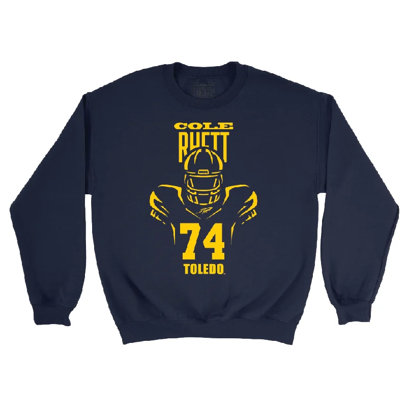 Long Sleeve University-Toldeo Football Navy End Zone Crew - Cole Rhett | #74