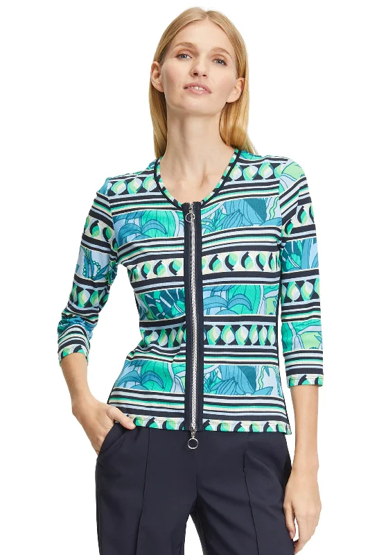 Jackets Cycling-Betty Barclay Ribbed Panel Print Jersey Jacket, Multi