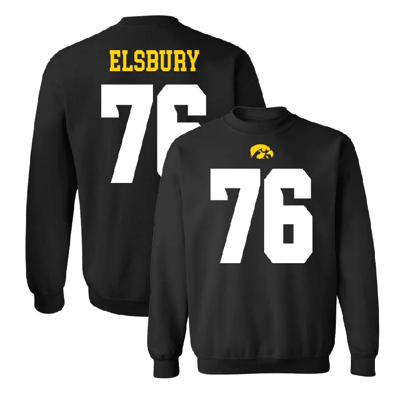 Long Sleeve Wholesale-Football Black Shirsey Crew - Tyler Elsbury