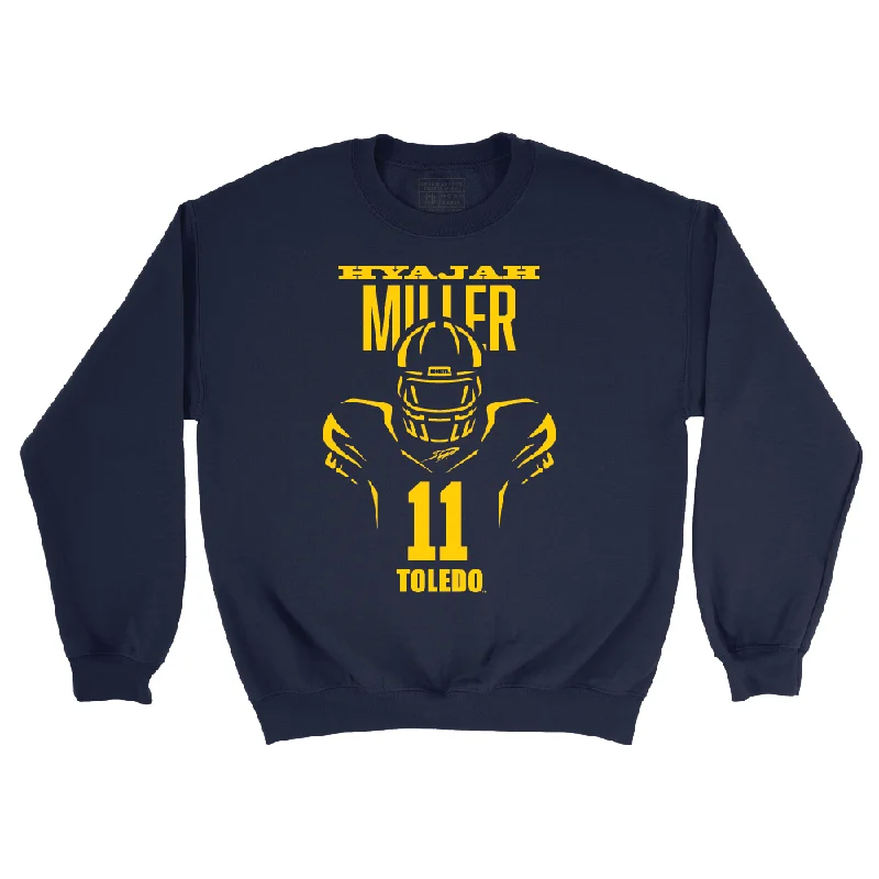 Long Sleeve Thermal Wear-Toldeo Football Navy End Zone Crew  - Hyajah Miller