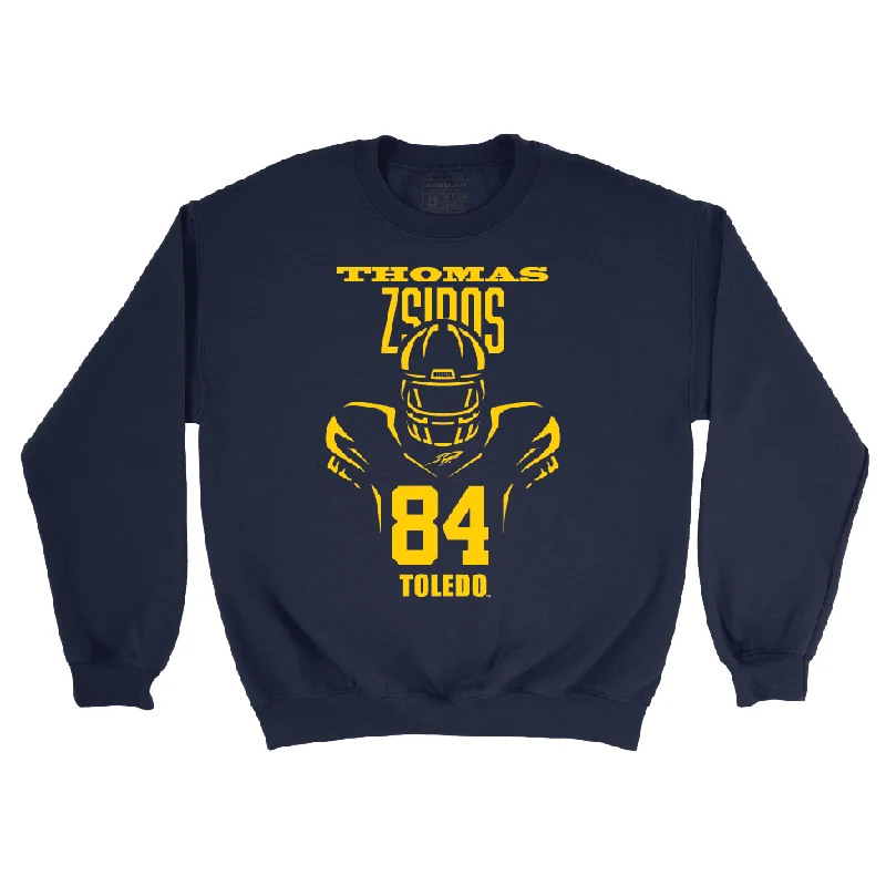 Long Sleeve Must-Have-Toldeo Football Navy End Zone Crew - Thomas Zsiros | #84