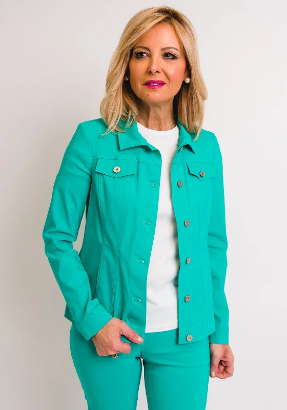 Jackets Home-Robell Happy Denim Effect Jacket, Jade Green