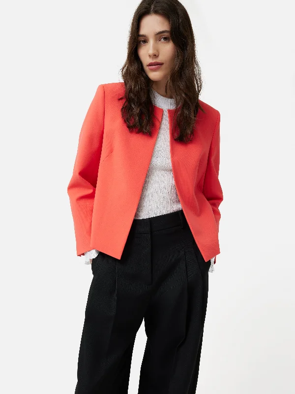 Jackets Snowboard-Italian Modern Crepe Short Jacket | Coral