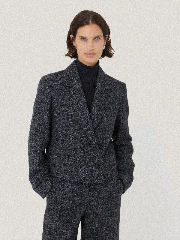 Jackets High-Quality-Kelvin Boucle Cropped Jacket | Navy