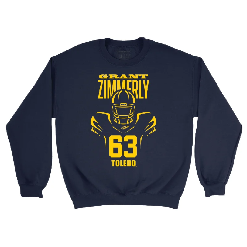 Long Sleeve Mother's Day-Toldeo Football Navy End Zone Crew - Grant Zimmerly | #63