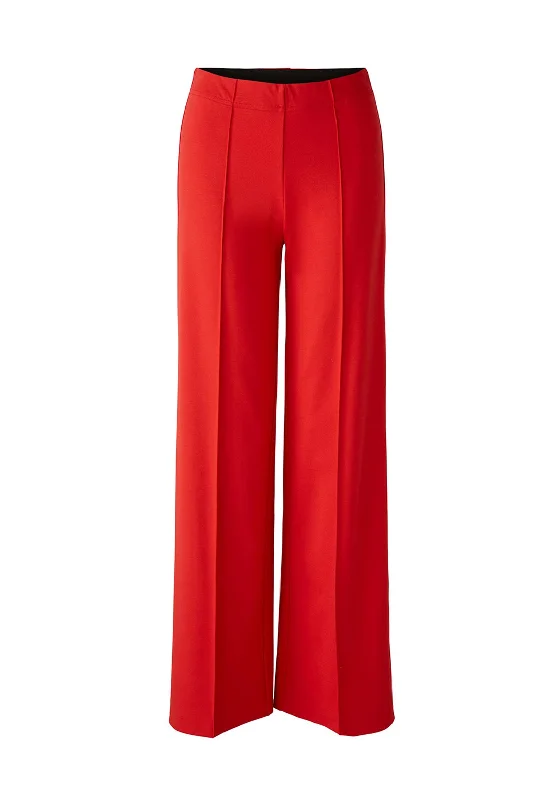 Regular Fit Pants-Oui High Rise Pintuck Wide Leg Trouser, Aura Orange