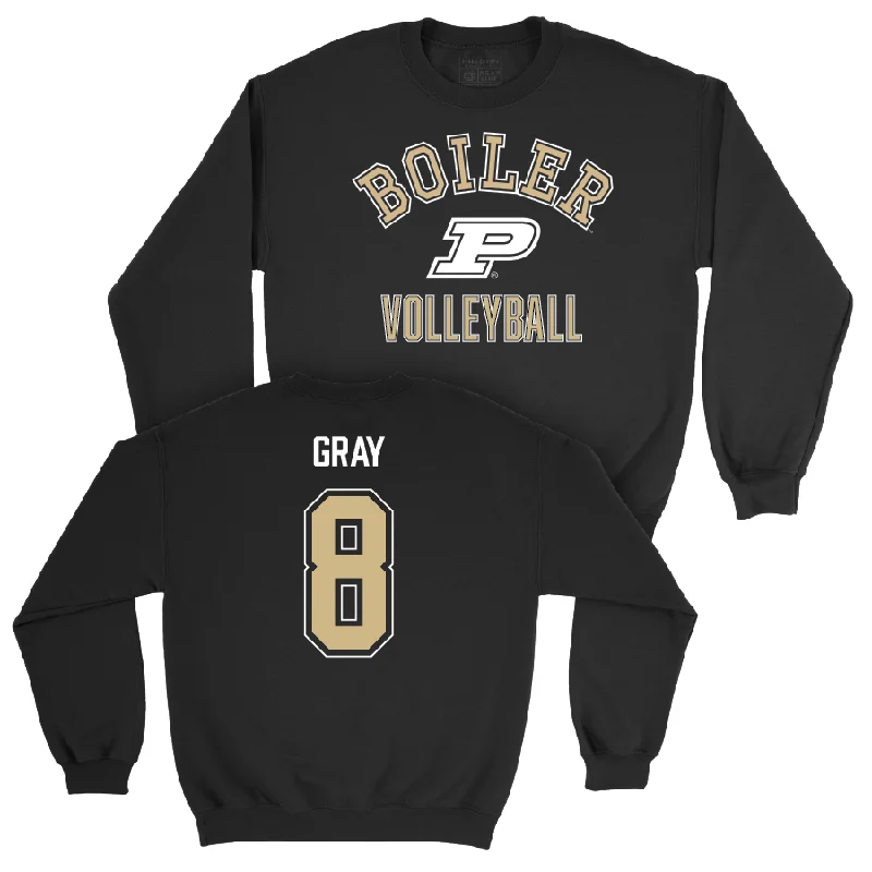 Long Sleeve Chic-Women's Volleyball Black Classic Crew   - Raven Gray