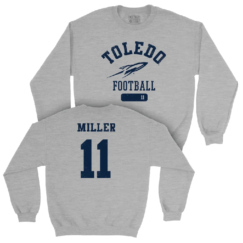 Long Sleeve Personalized-Toledo Football Sport Grey Varsity Crew  - Hyajah Miller