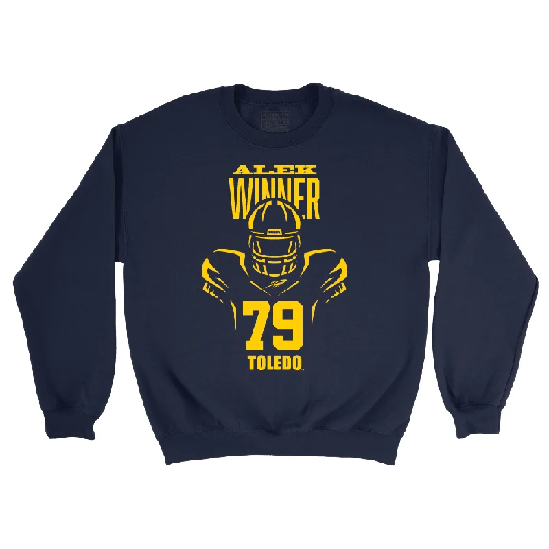 Long Sleeve Loose Fit-Toldeo Football Navy End Zone Crew - Alek Winner | #79