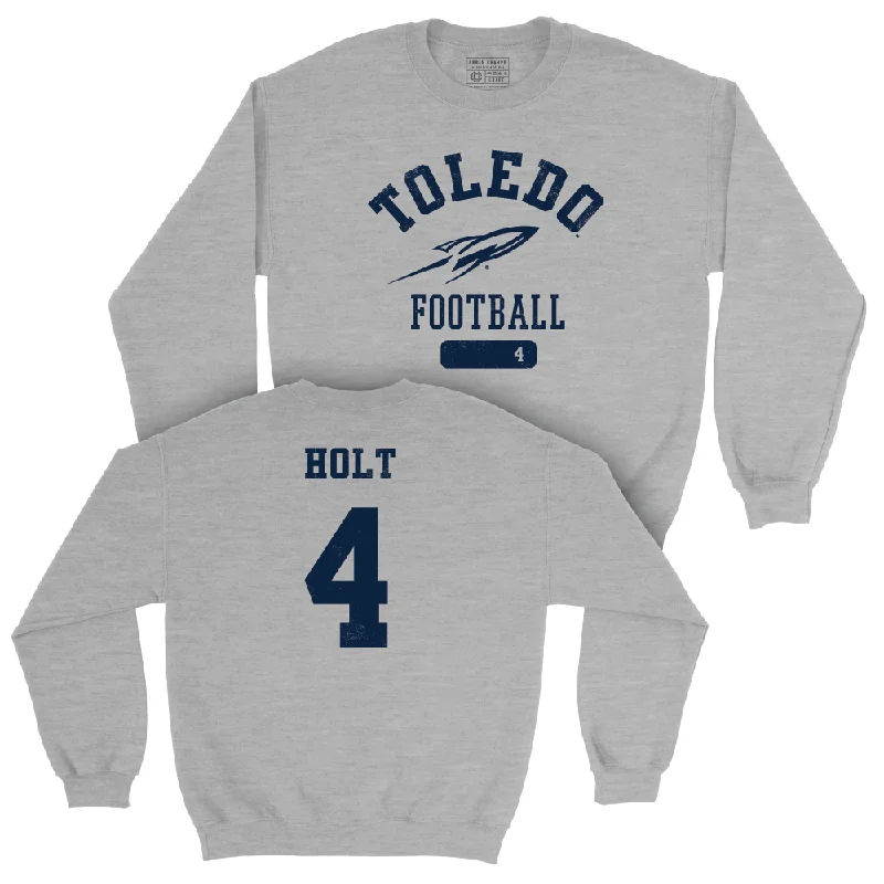 Long Sleeve Fraternity-Toledo Football Sport Grey Varsity Crew  - Deshawn Holt