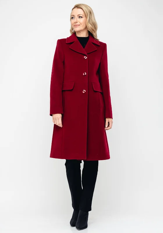 Jackets Floral-Christina Felix Wool & Cashmere Tailored Coat, Wine