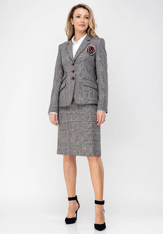 Jackets Abstract-Christina Felix Wool Blend Check Blazer Jacket, Grey