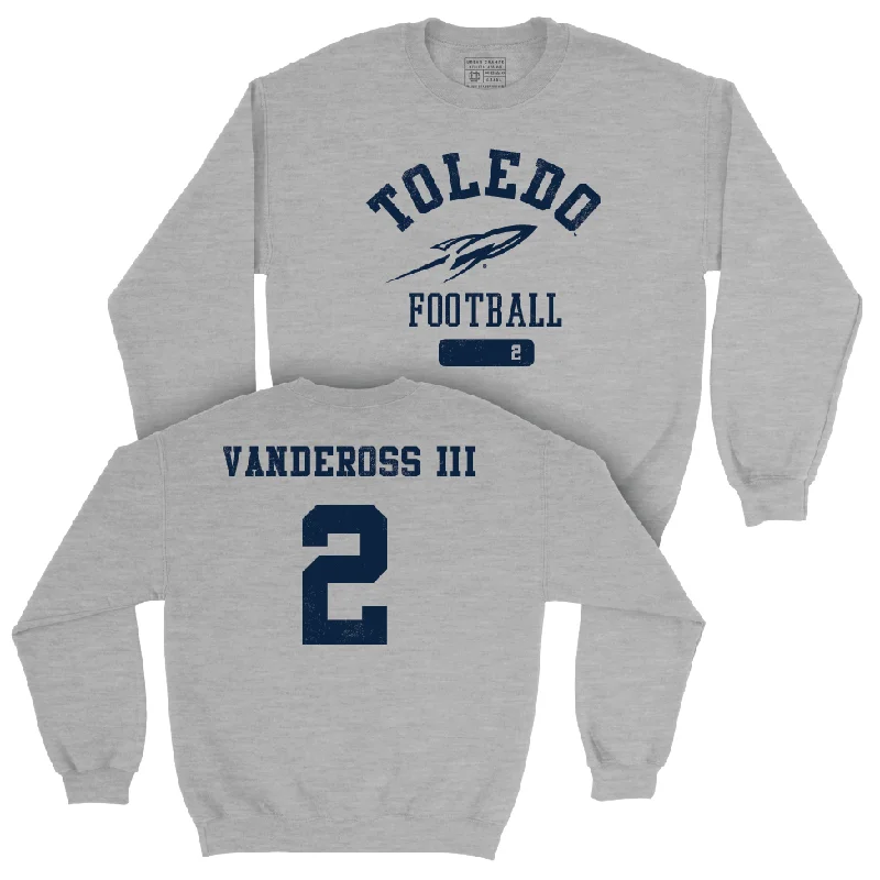 Long Sleeve Wedding Shirt-Toledo Football Sport Grey Varsity Crew - Junior Vandeross III | #2