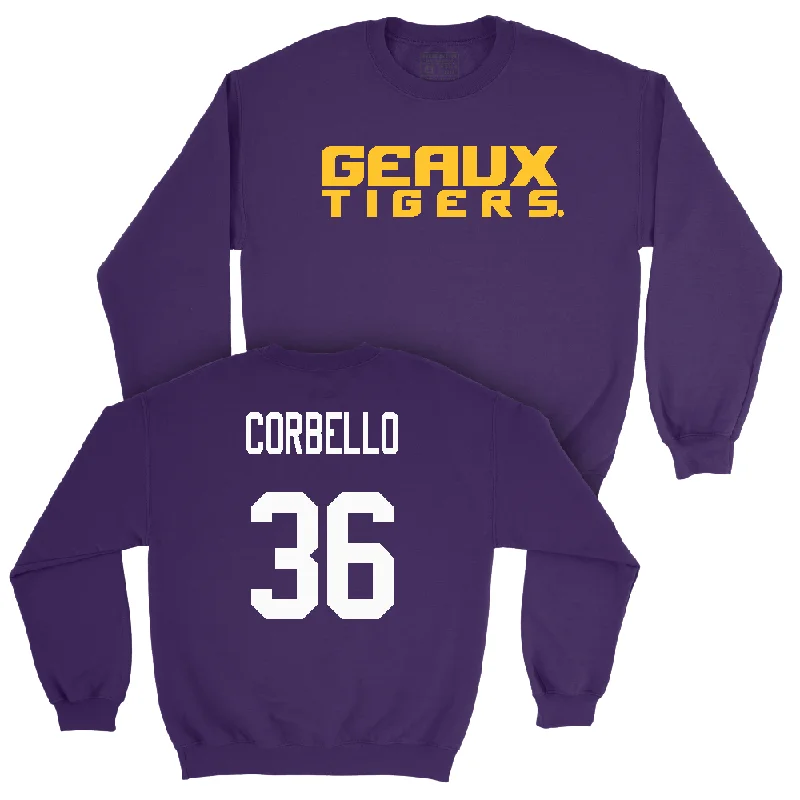 Long Sleeve Relaxed Fit-Football Purple Geaux Crew  - Aidan Corbello