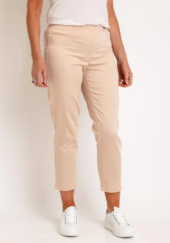 Logo Pants-Robell Bella 09 Slim Cropped Trousers, Beige