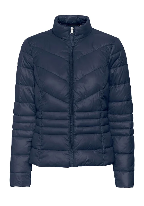 Jackets Streetwear-Vero Moda Short Quilted Zip Jacket, Navy Blazer