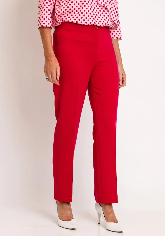 Yoga Pants-Via Veneto Sarah Tailored Slim Trousers, Crimson