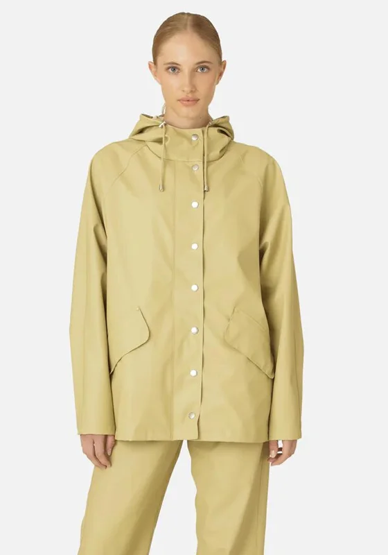 Jackets Embroidered-Ilse Jacobsen Rain 209 Short Raincoat, Olive Grass