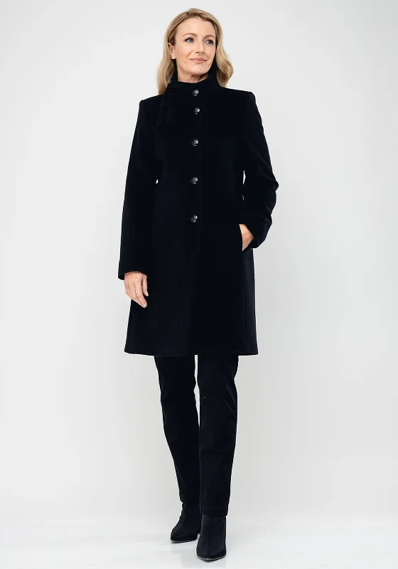 Jackets Geometric-Christina Felix Bow Trim Wool & Cashmere Coat, Black