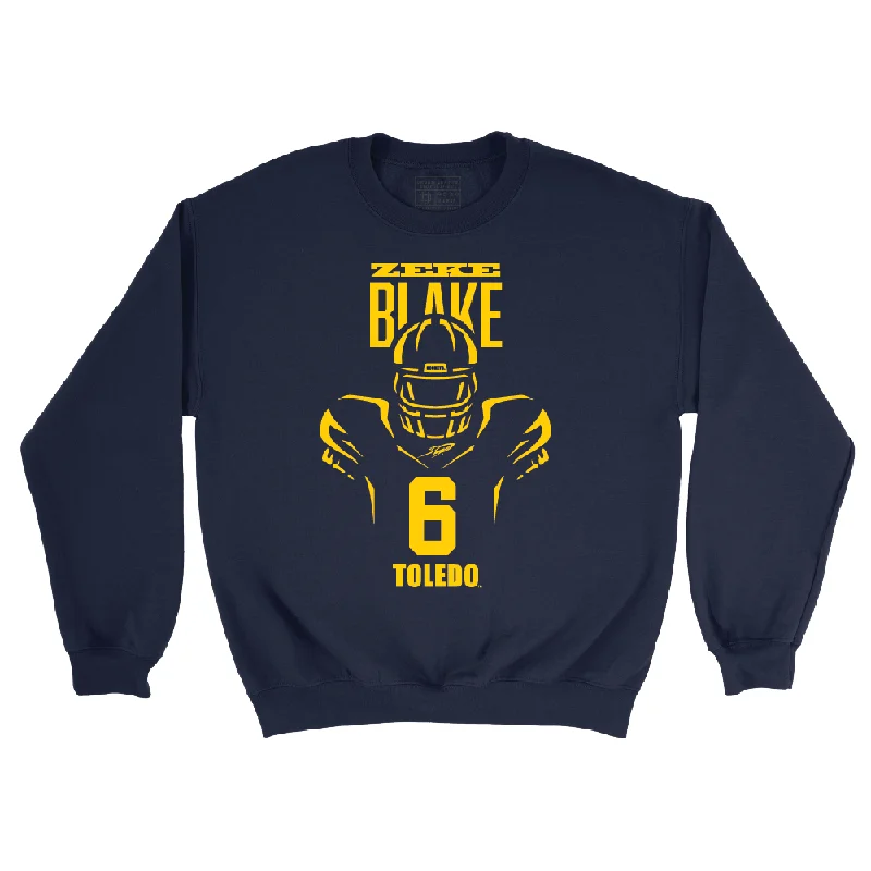 Long Sleeve Classic Fit-Toldeo Football Navy End Zone Crew  - Zeke Blake