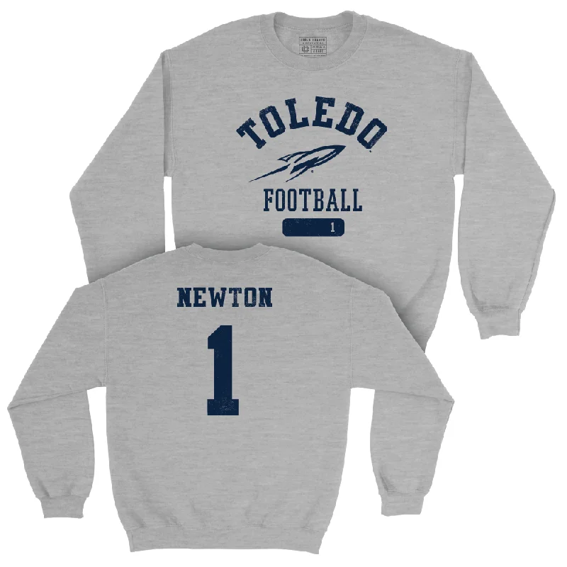 Long Sleeve Valentine's Day-Toledo Football Sport Grey Varsity Crew  - Jerjuan Newton