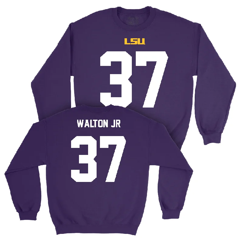 Long Sleeve Logo-LSU Football Purple Shirsey Crew  - Craig Walton Jr