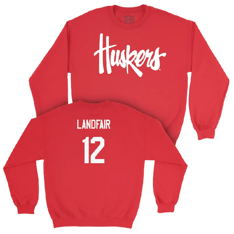 Long Sleeve Warm-Red Women's Volleyball Huskers Crew - Taylor Landfair