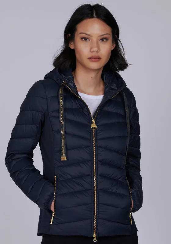 Jackets Superhero-Barbour International Womens Grid Quilted Jacket, Navy