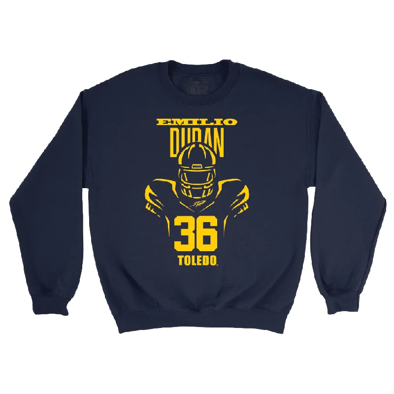 Long Sleeve Anniversary-Toldeo Football Navy End Zone Crew - Emilio Duran | #36