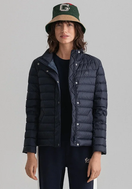 Jackets Logo-Gant Womens Light Down Short Jacket, Evening Blue