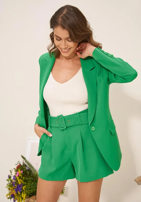 Jackets Streetwear-Seventy1 Lapel Collar Blazer, Emerald Green