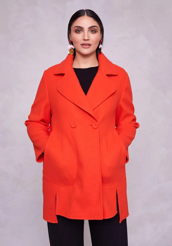 Jackets Sun Protection-Ora Wool Blend Coat, Spice Orange