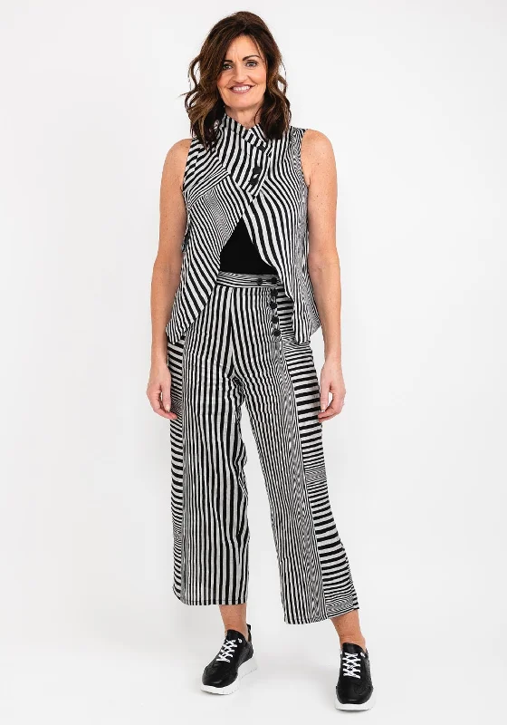 Jackets Popular-Elsewhere Sleeveless Striped Waistcoat, Black & Silver