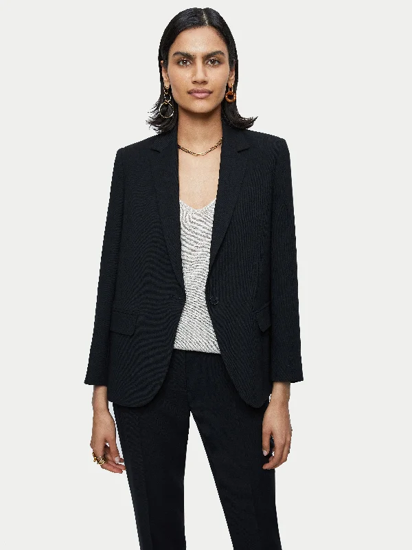 Jackets Long-Fluid Twill Brook Blazer | Black