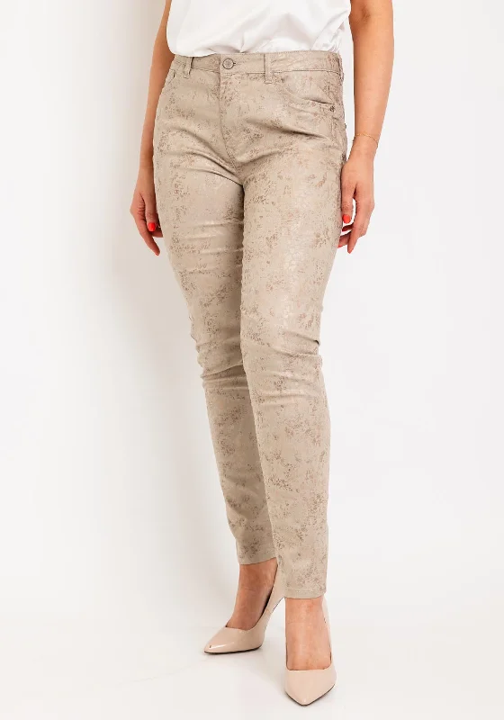 Nurse Pants-Eva Kayan Animal Print Skinny Trousers, Camel