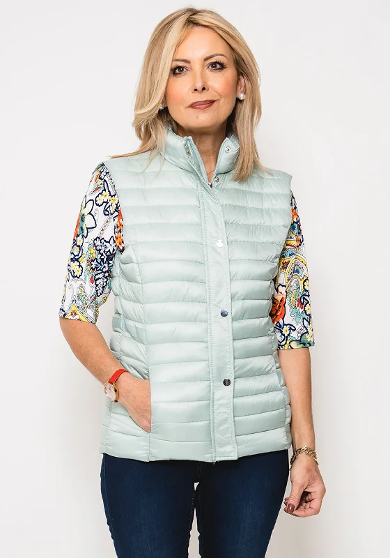 Jackets Short-Leon Collection Ribbon Trim Quilted Gilet, Mint Green