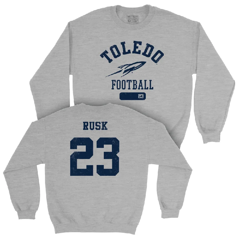 Long Sleeve Luxury-Toledo Football Sport Grey Varsity Crew - Cooper Rusk | #23